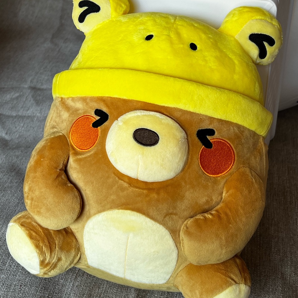 Adorable Brown and Yellow Bear Plush Toy